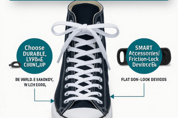 Diagram of a laced sneaker showing lace durability and lock accessories