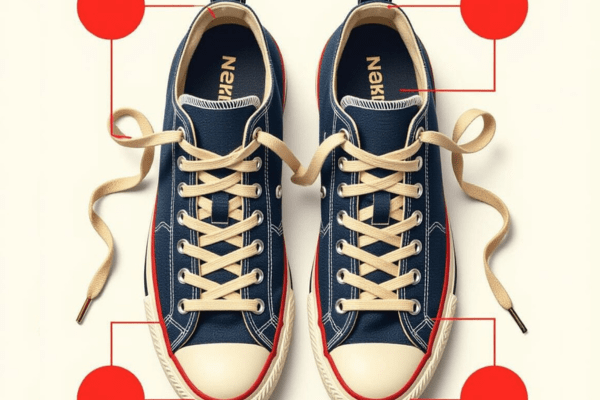 xample of common shoe lacing mistakes with uneven and loose laces