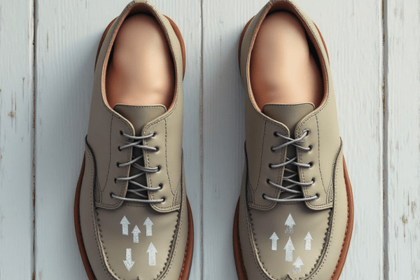 Top view of two sneakers showing how modified lacing techniques can make narrow shoes more comfortable for wide feet.