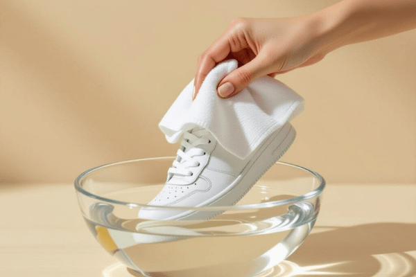 Gentle sneaker cleaning with dish soap and warm water