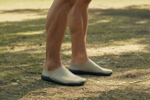 Best grounding shoes for men worn outdoors on natural ground showing minimalist design and comfort