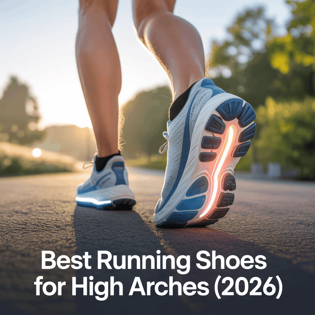 Best running shoes for high arches 2026 with cushioned sole and arch support for pain-free running on outdoor trail