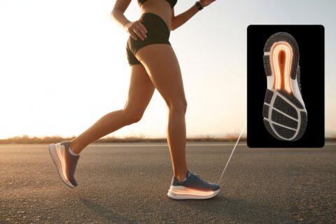 Female runner wearing best running shoes for women with flat feet featuring arch support and cushioned sole for stability and comfort