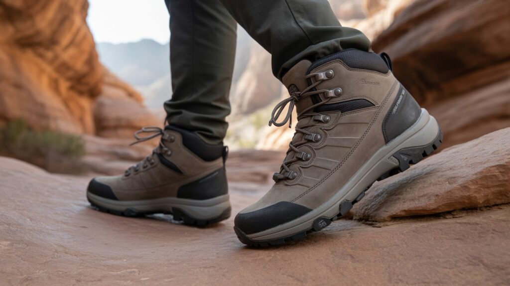 Best shoes for hiking the Grand Canyon hiking boots providing ankle support on rocky trail