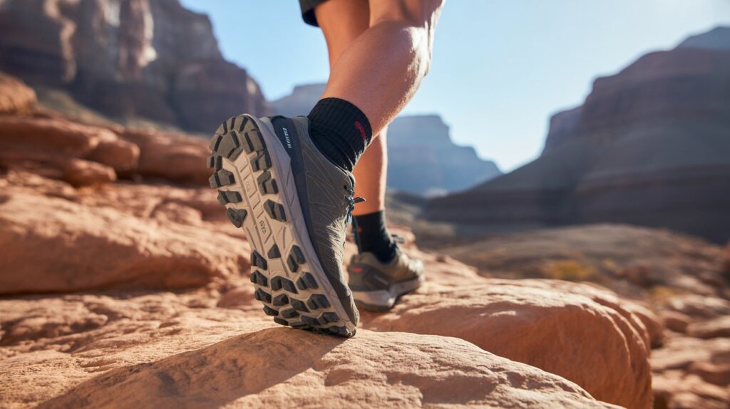 Best shoes for hiking the Grand Canyon showing strong traction on rocky terrain