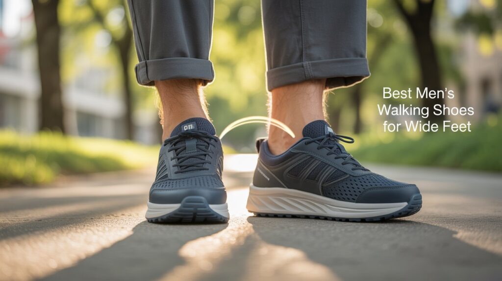 Best men’s walking shoes for wide feet with cushioned support and breathable design for comfortable daily walking outdoors.